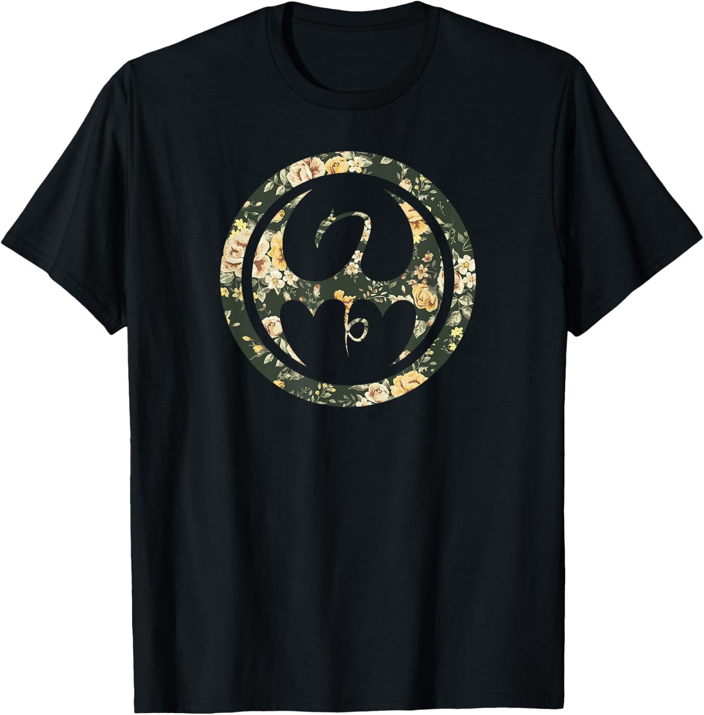 Marvel Iron Fist Retro Dragon Logo Floral Hawaiian T-Shirt - T-Shirt | Black