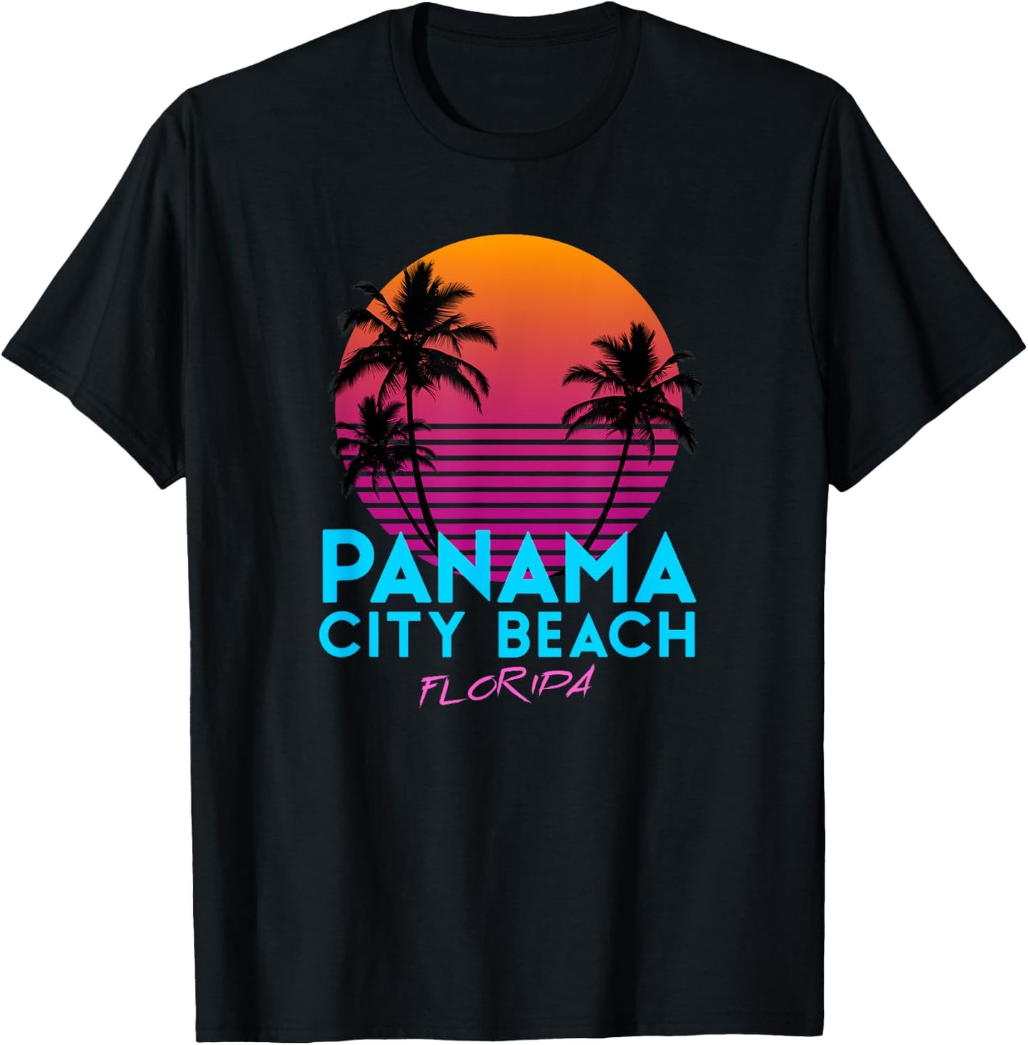 Panama City Beach Florida Retro 80s Women Girls Kids T-Shirt - T-Shirt | Black
