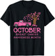 October Pink Car RIbbon Breast Cancer Awareness Month Gift T-Shirt - T-Shirt | Black