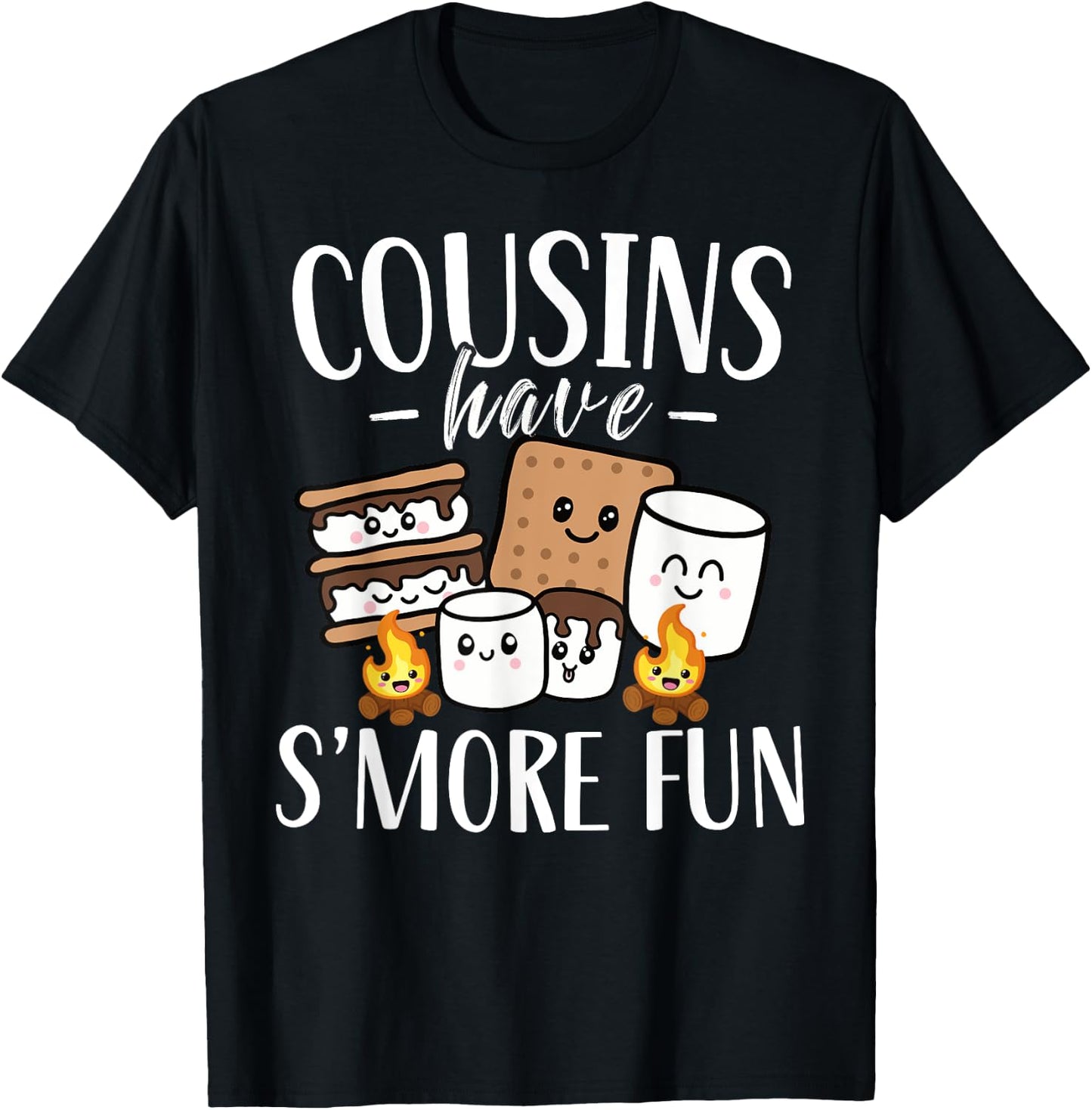 Cousins Have Smore Fun Funny Kawaii Smores Camping kids T-Shirt - T-Shirt | Black