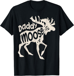 Daddy Moose Fathers Day Men Dad Papa Family Matching Vintage T-Shirt - T-Shirt | Black