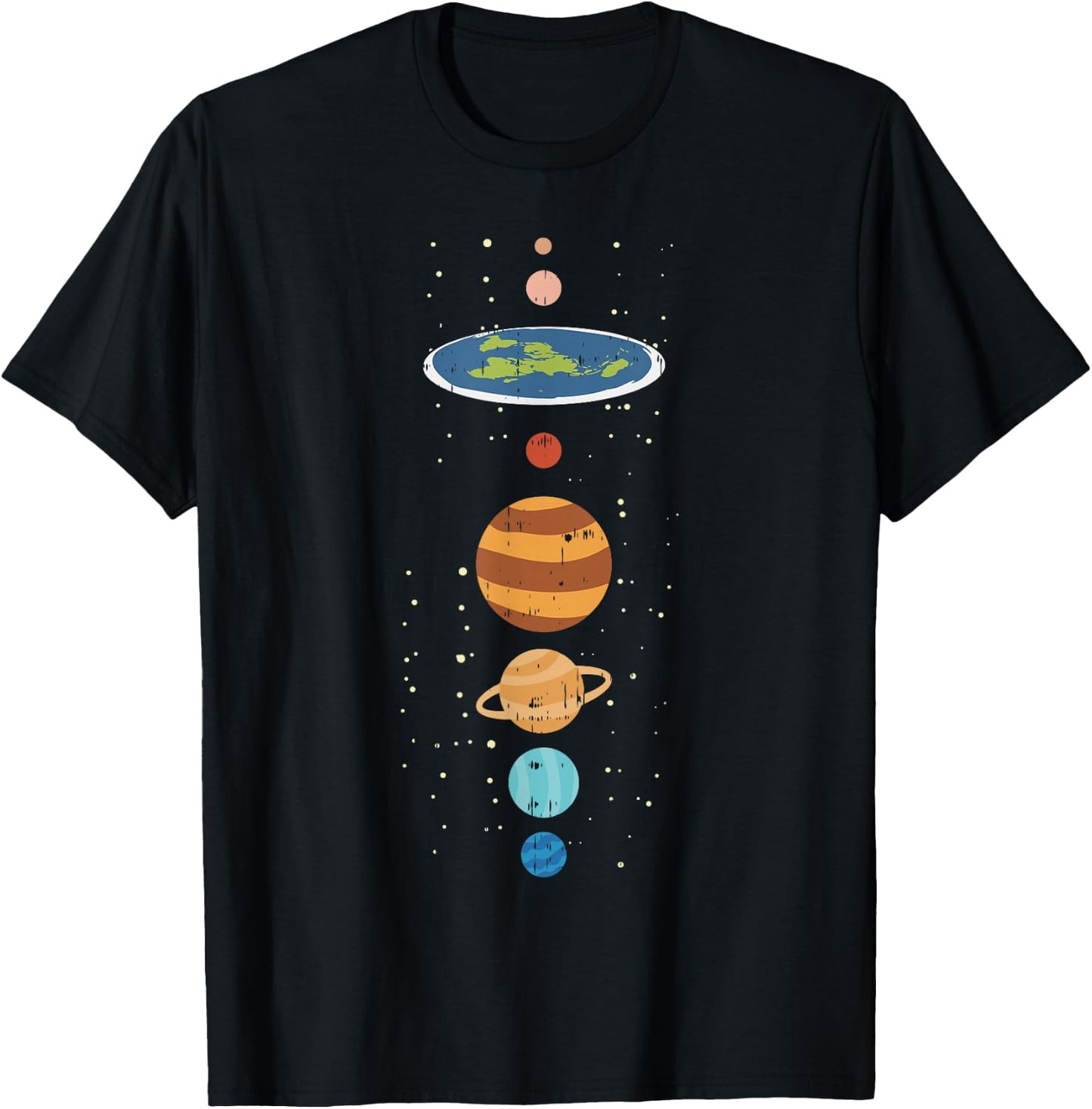 Flat Earth and Planets Funny Conspiracy Theory Earthers Gift Small T-Shirt - T-Shirt | Black