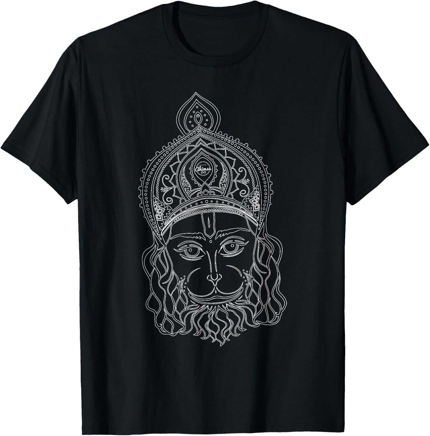 "Sacred Visage" – Lord Hanuman's Divine Portrait T-Shirt - T-Shirt | Black