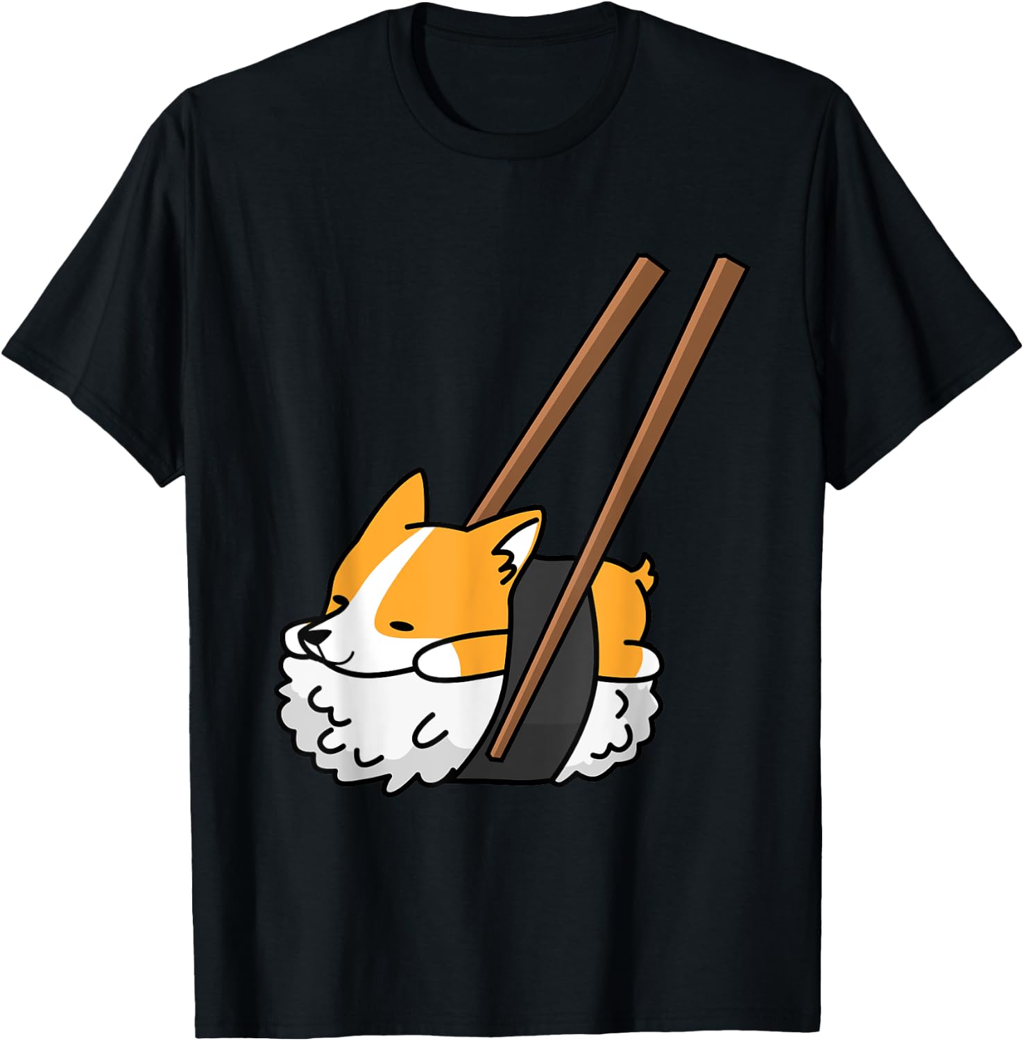 Sushi Corgi Funny Dog Shirt Men Women Girls Kids T-Shirt - T-Shirt | Black