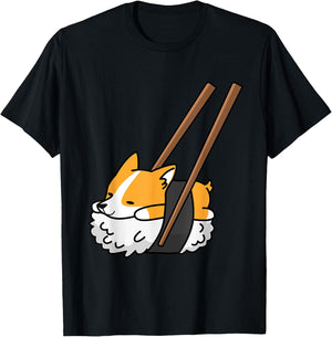 Sushi Corgi Funny Dog Shirt Men Women Girls Kids T-Shirt - T-Shirt | Black