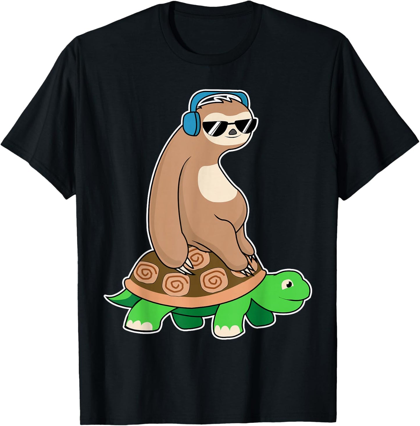 Sloth Riding Turtle - Lazy Sloth T Shirt Gift T-Shirt - T-Shirt | Black