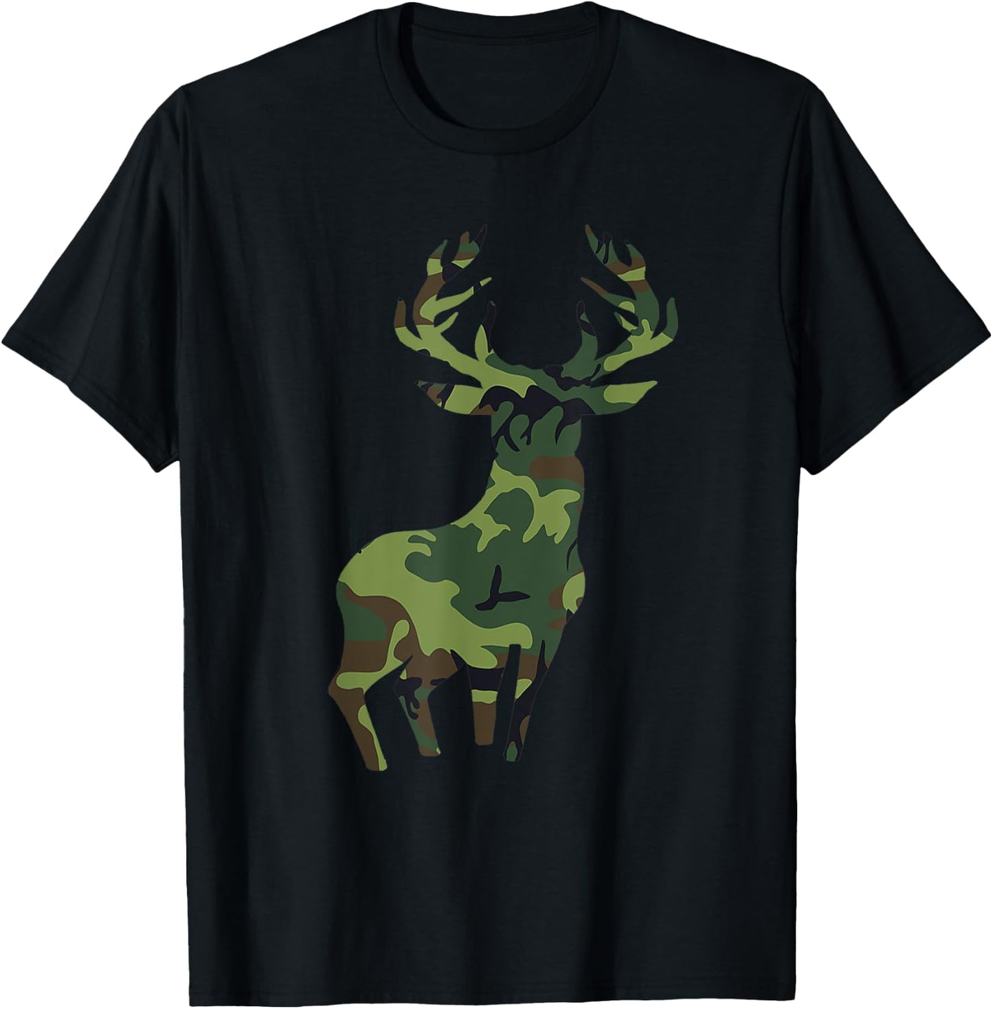 Camouflage Deer Wild Animal Hunter Hunting Season Camo Hunting T-Shirt - T-Shirt | Black