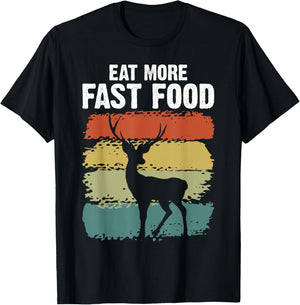 Men's Vintage Deer Hunting, Eat More Fast Food Hunter T-Shirt - T-Shirt | Black