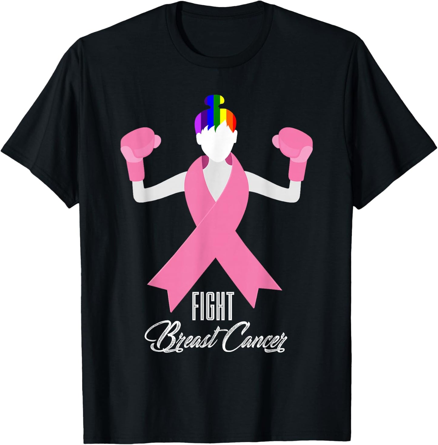 LBGT Fight Breast Cancer | Gay Cancer T-Shirt - T-Shirt | Black