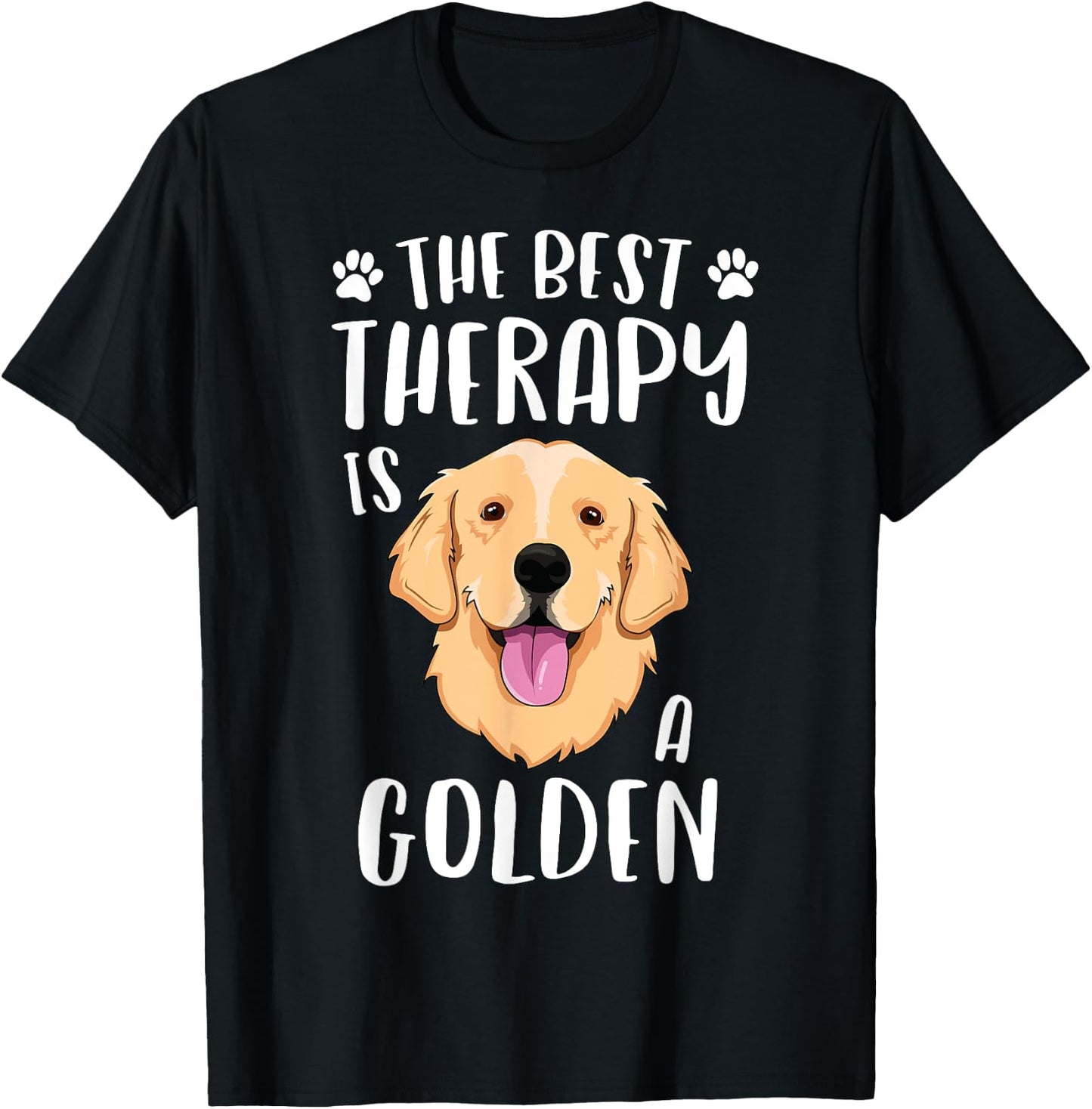 The Best Therapy Is A Golden Retriever Women Dog T-Shirt - T-Shirt | Black