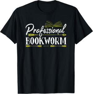 Professional Bookworm Funny Birthday Christmas Gifts Readers T-Shirt - T-Shirt | Black