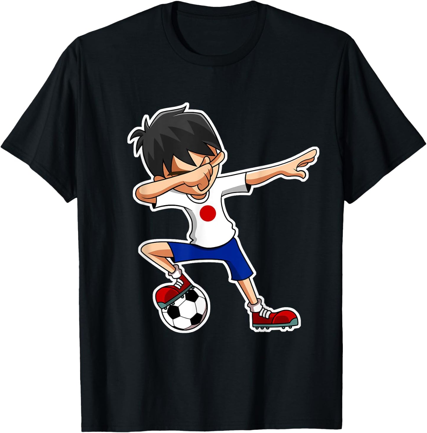Dabbing Soccer Boy Japan Shirt, Japanese Flag Jersey T-Shirt - T-Shirt | Black