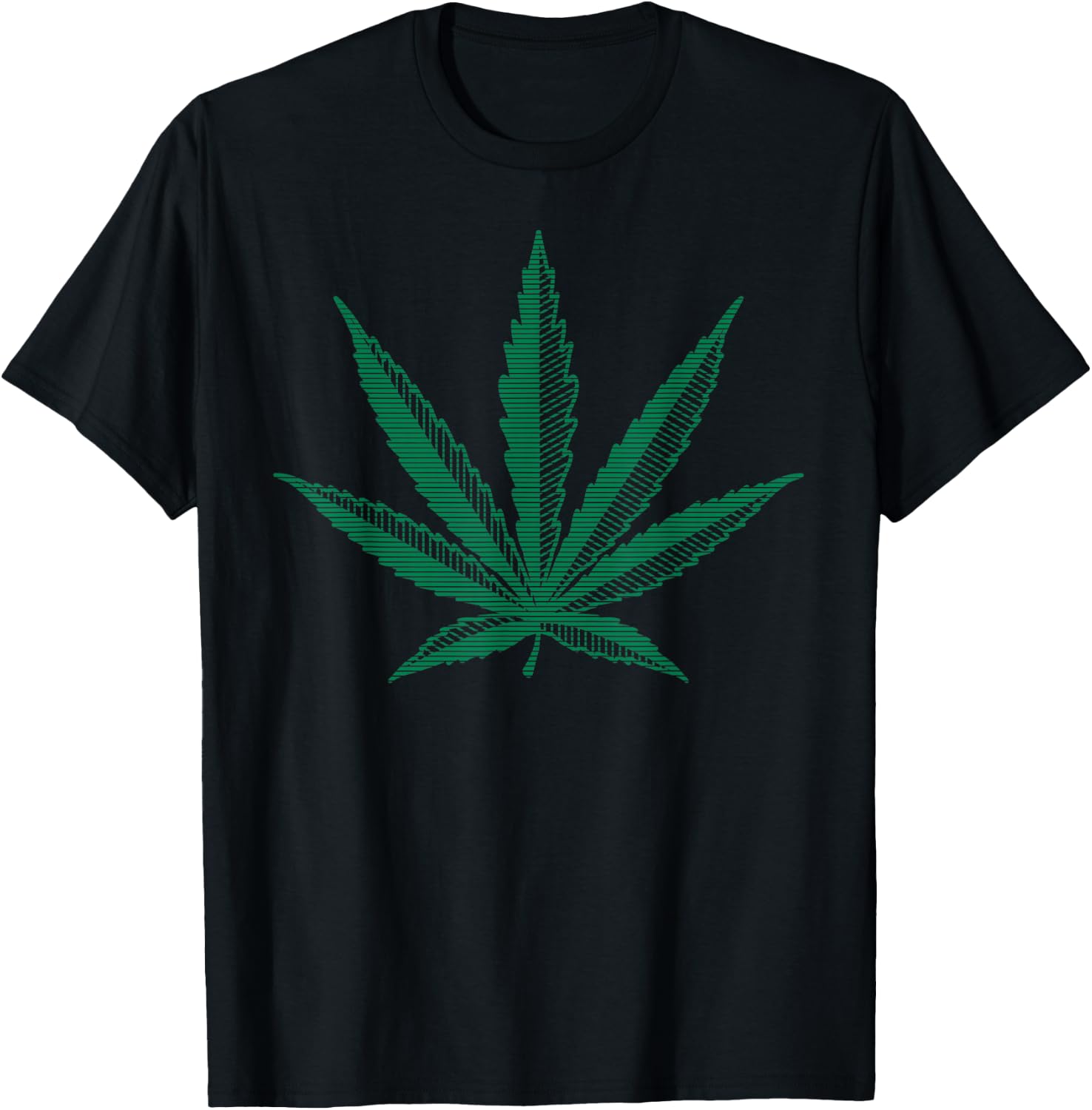 Vintage Pot Leaf Marijuana Hemp Green Graphic Art T-Shirt - T-Shirt | Black