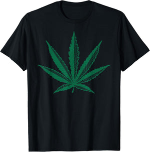 Vintage Pot Leaf Marijuana Hemp Green Graphic Art T-Shirt - T-Shirt | Black