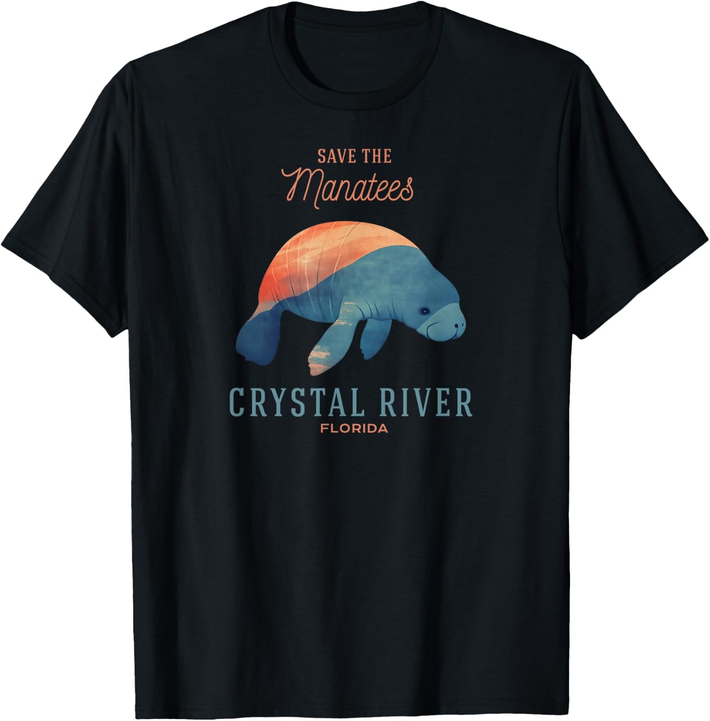 Crystal River Florida FL Vacation Save the Manatees Souvenir T-Shirt - T-Shirt | Black