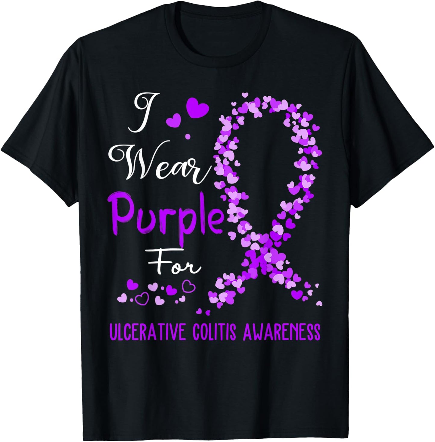I Wear Purple For Ulcerative Colitis Awareness T-Shirt - T-Shirt | Black