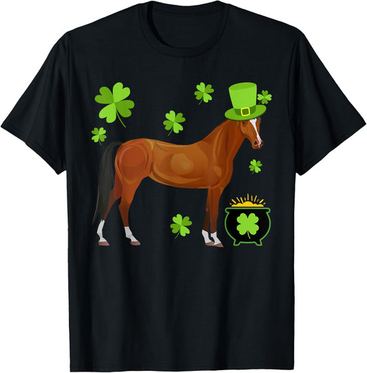 Horse Lovers St. Patrick's Day Gift T-Shirt - T-Shirt | Black