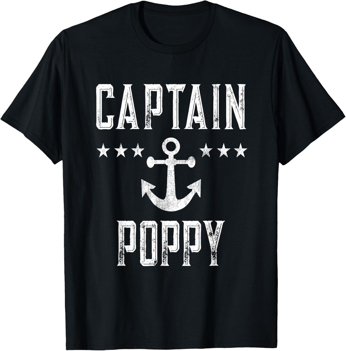 Vintage Captain Poppy - Personalized Family Cruise Boating T-Shirt - T-Shirt | Black