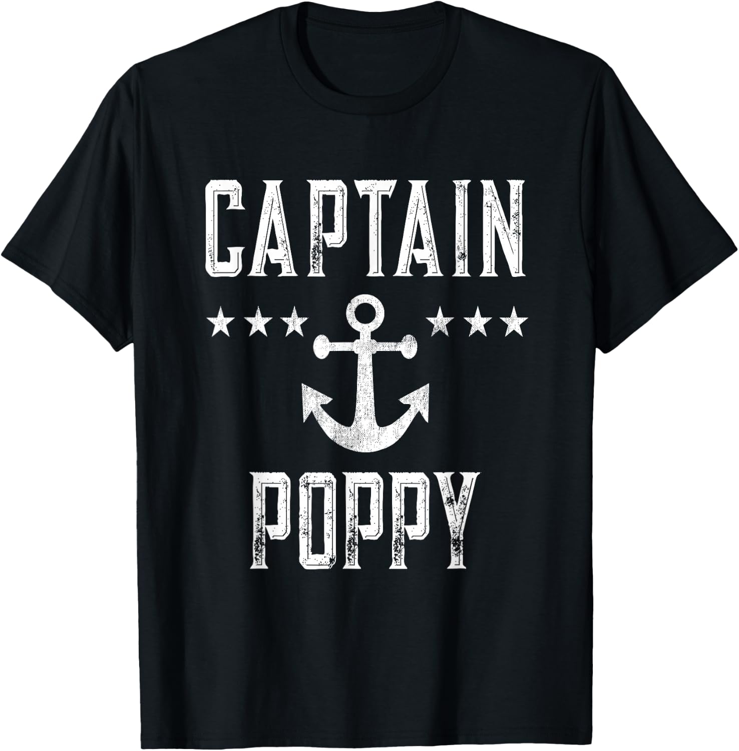 Vintage Captain Poppy - Personalized Family Cruise Boating T-Shirt - T-Shirt | Black
