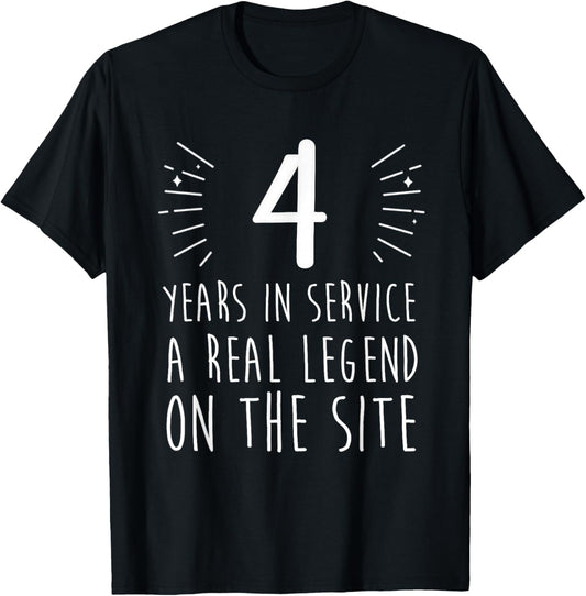Funny 4th Work Anniversary 4 Year of Service for Employees T-Shirt - T-Shirt | Black