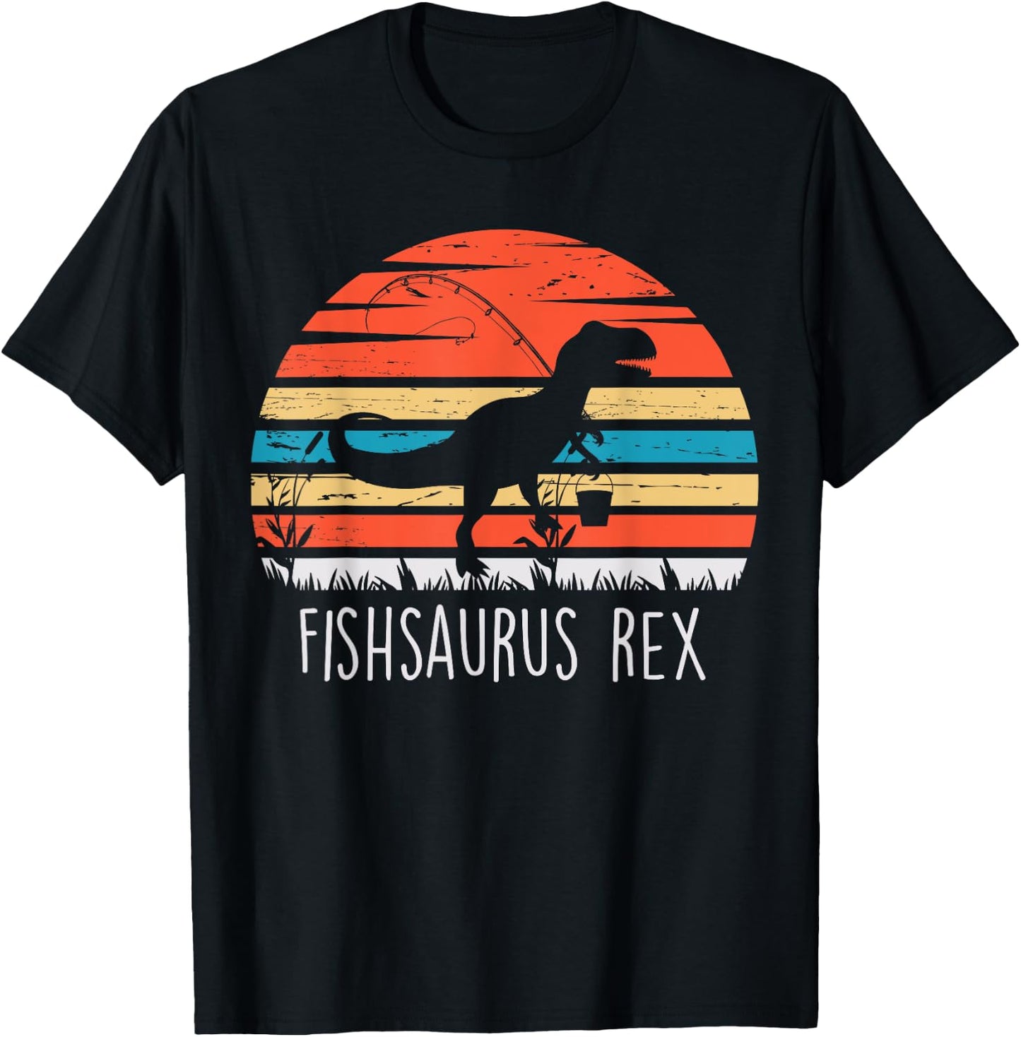 Fishing Gifts Shirt For Boys Fishsaurus T Rex Dinosaur T-Shirt - T-Shirt | Black