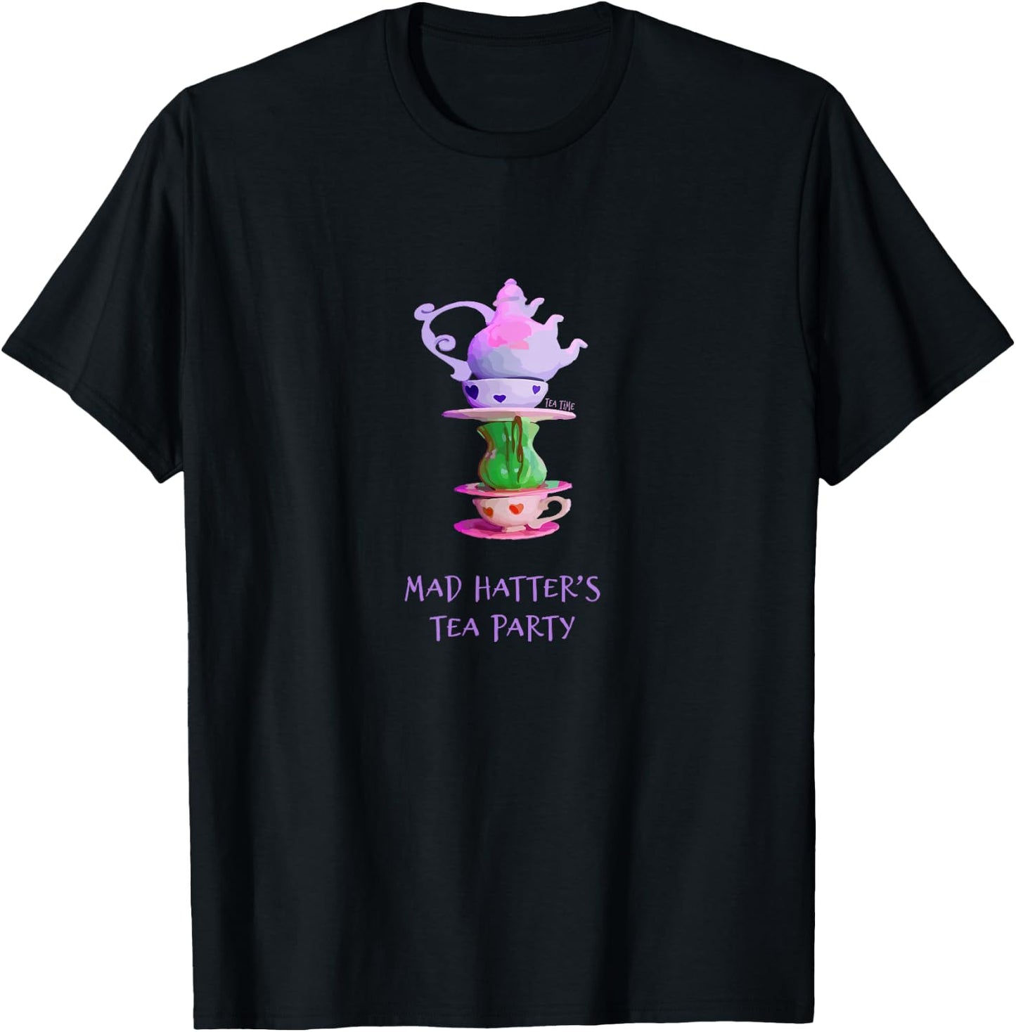 Mad Hatter's Tea Party - Alice in Wonderland T-Shirt - T-Shirt | Black