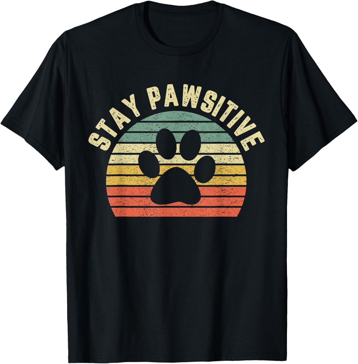 Funny Stay Pawsitive Shirt Dog Veterinarian Shirt Retro T-Shirt - T-Shirt | Black