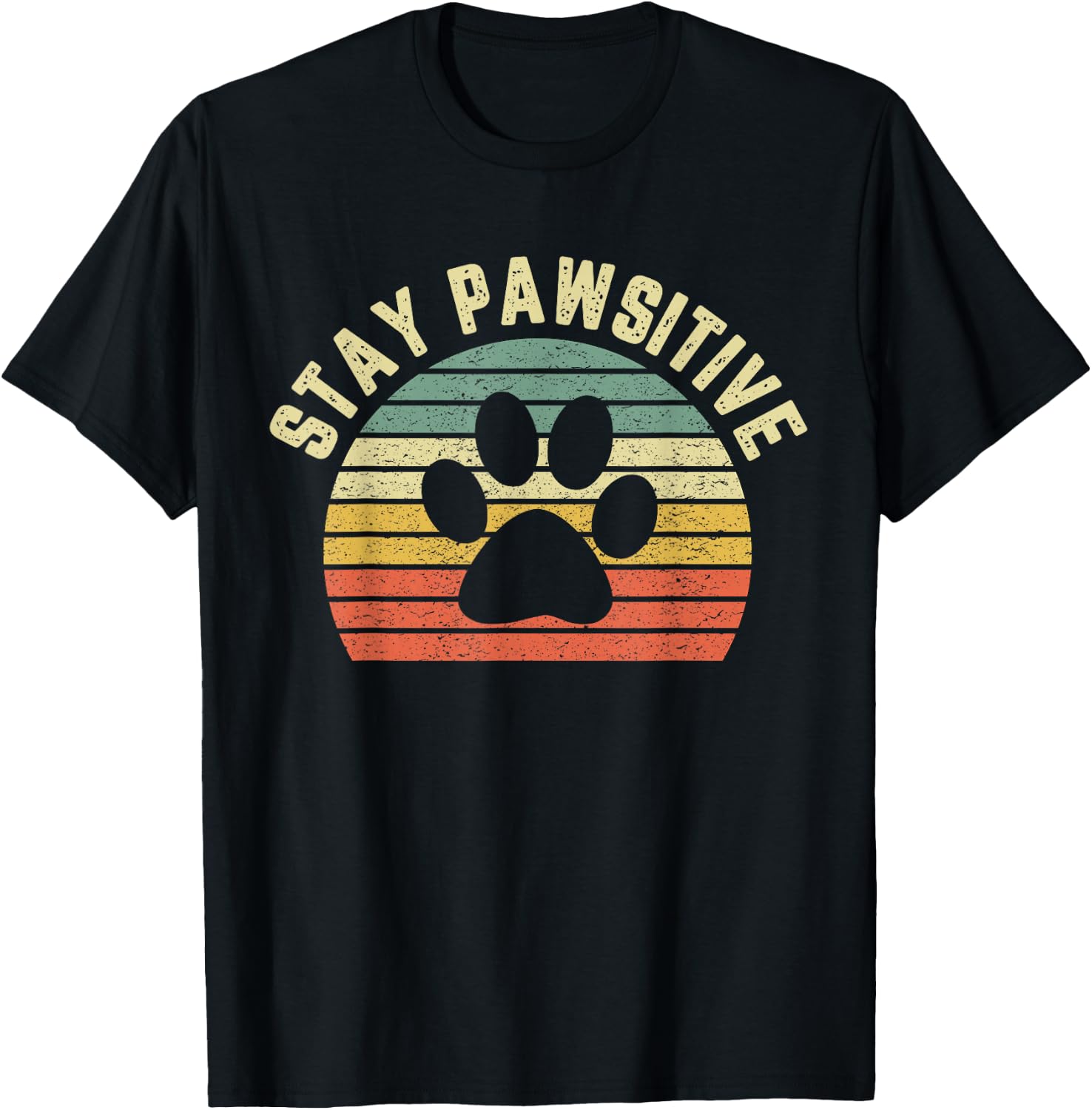 Funny Stay Pawsitive Shirt Dog Veterinarian Shirt Retro T-Shirt - T-Shirt | Black