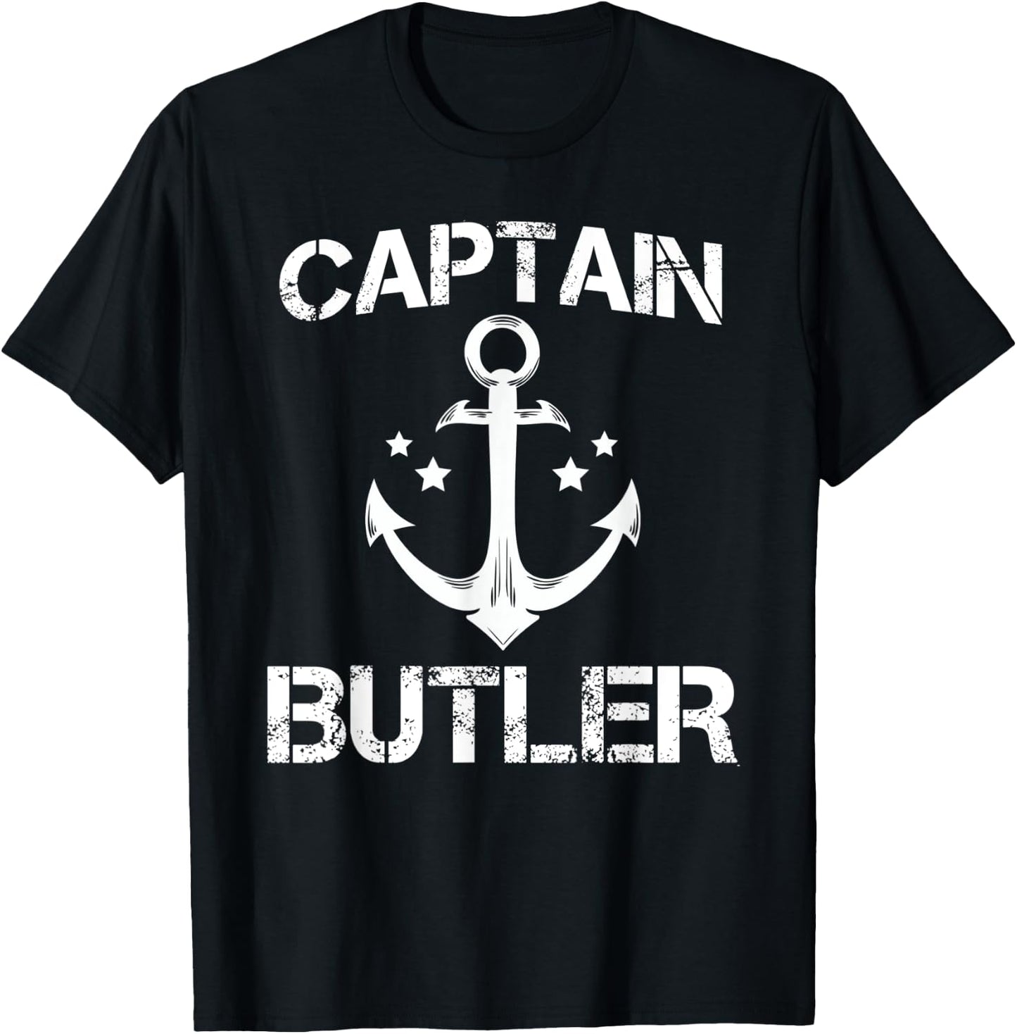 CAPTAIN BUTLER Funny Birthday Personalized Surname Clan Gift T-Shirt - T-Shirt | Black