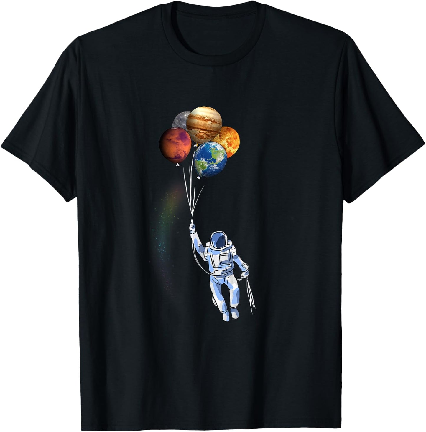 Astronaut Funny Space Shirt Spaceman Holding Planet Balloon T-Shirt - T-Shirt | Black