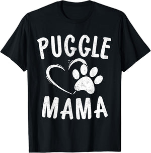 Cute Puggle Mama Gift Pet Pugs Lover Apparel Dog Pug Mom Men Women Girls Kids T-Shirt - T-Shirt | Black