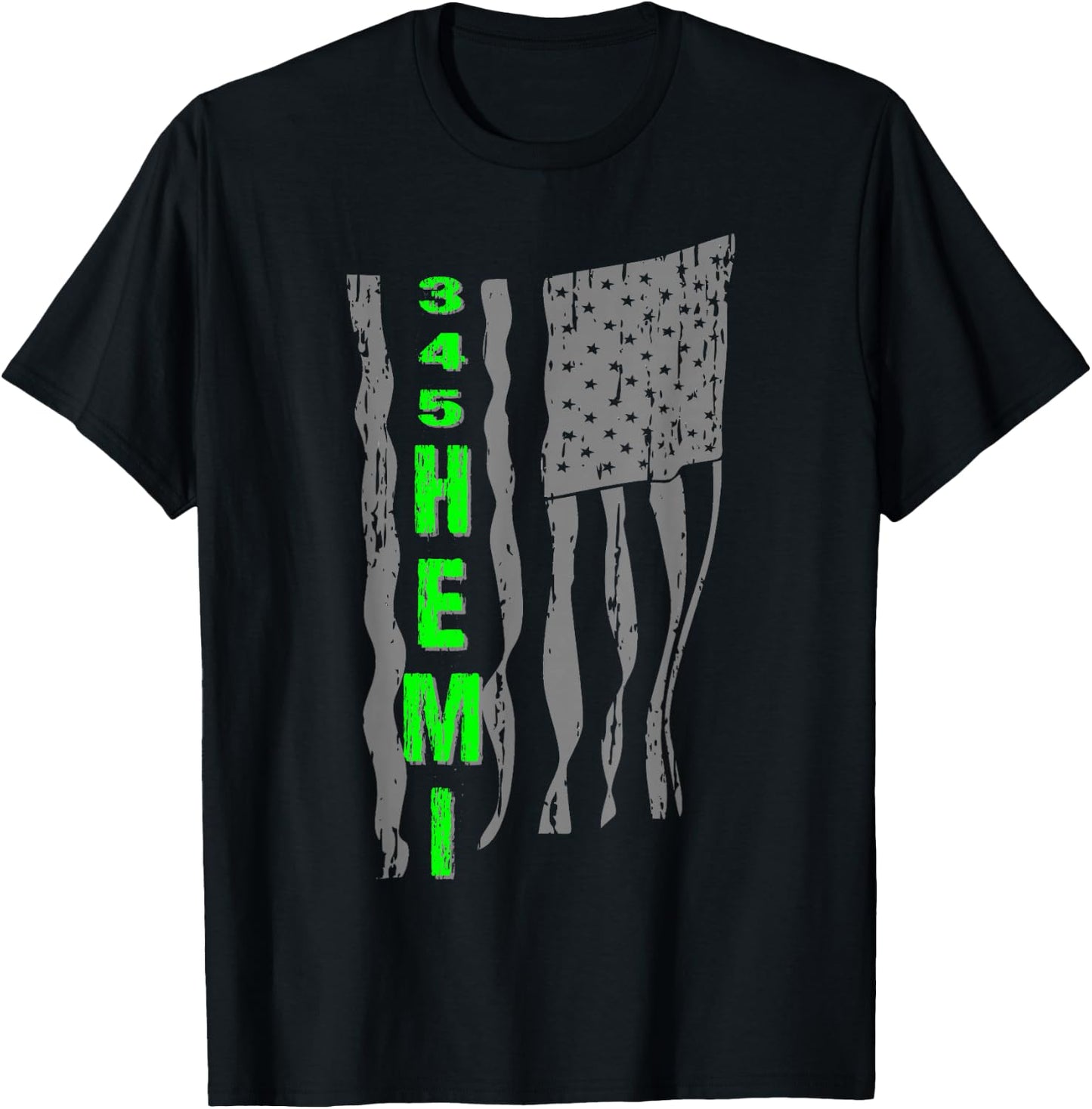 345 Hemi Patriotic Gray Flag Design T-Shirt - T-Shirt | Black
