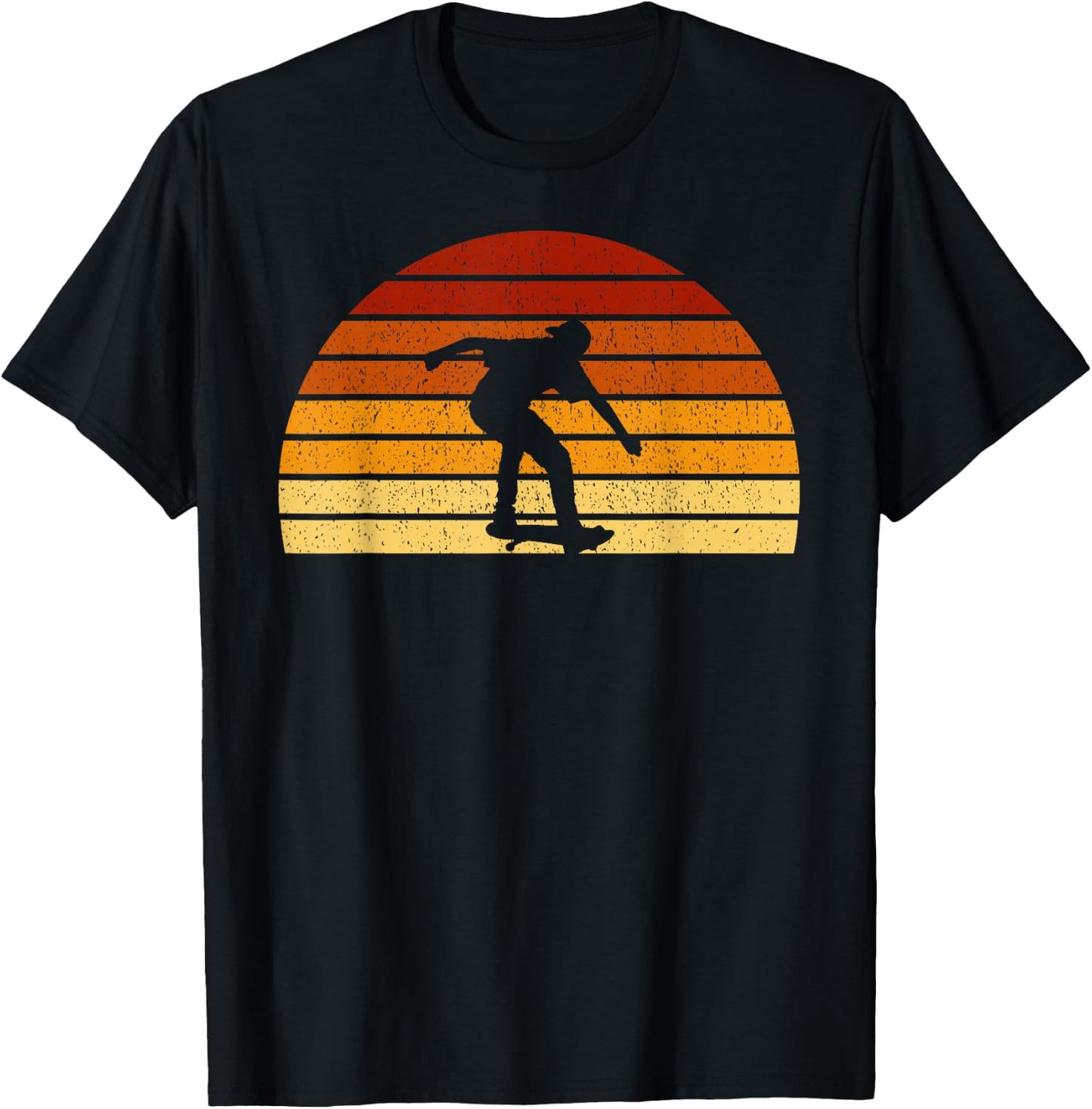Vintage Sunset Skating Gift Skaters & Skateboarders T-Shirt - T-Shirt | Black
