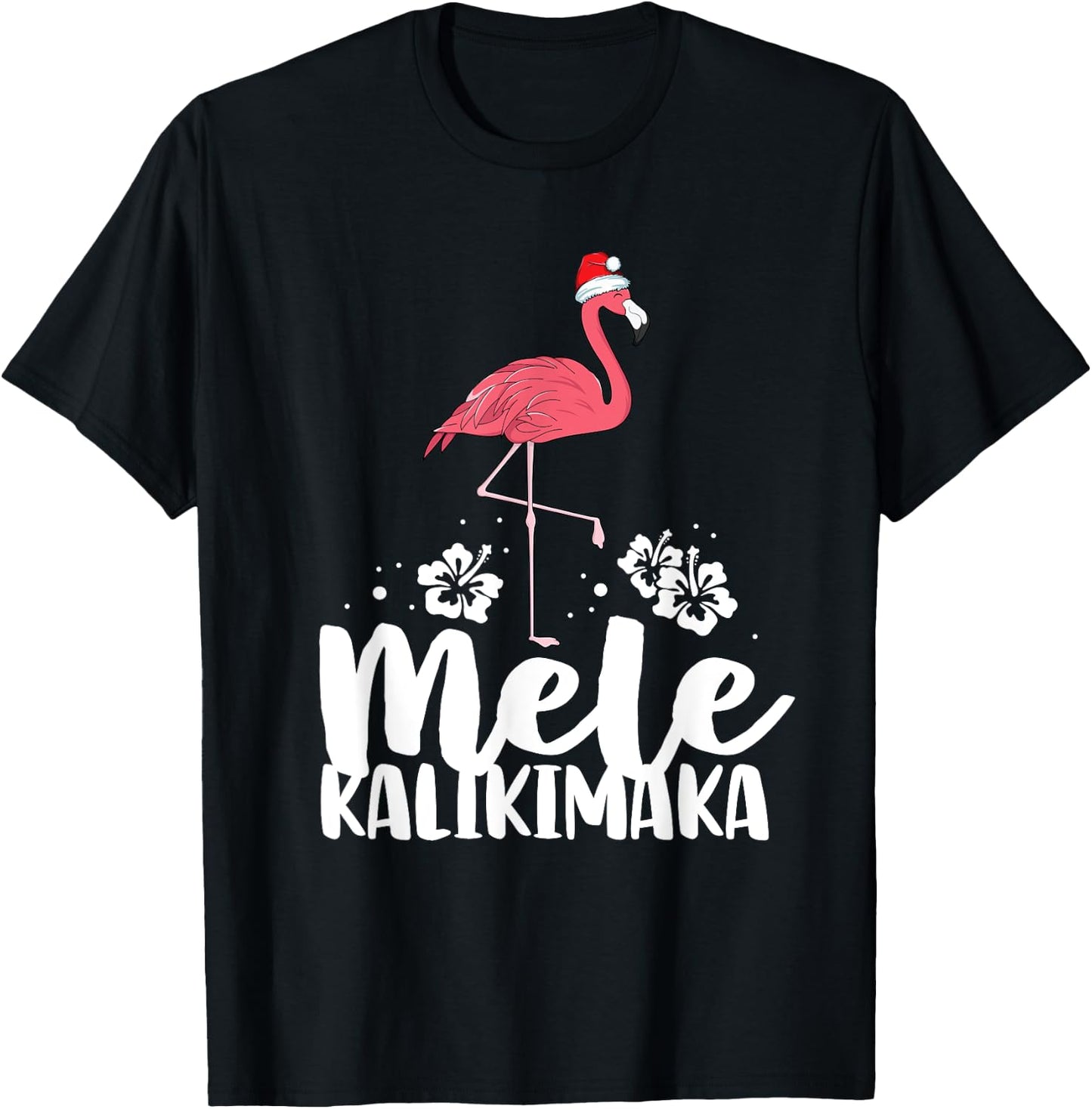 Mele Kalikimaka Flamingo Christmas Pink Xmas Hawaii Women T-Shirt - T-Shirt | Black