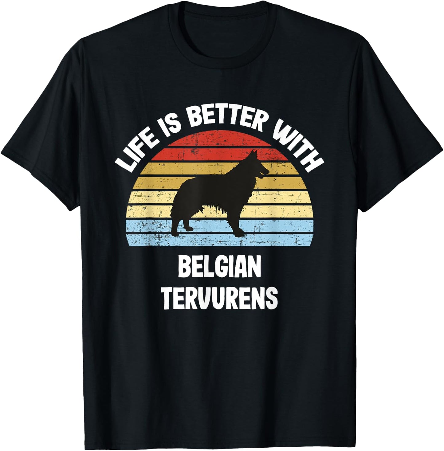 Retro Belgian Tervuren Dog Gift T-Shirt - T-Shirt | Black