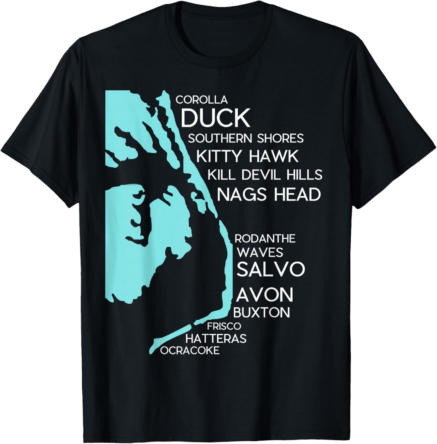 Outer Banks North Carolina T Shirt Map OBX NC Souvenir T-Shirt - T-Shirt | Black