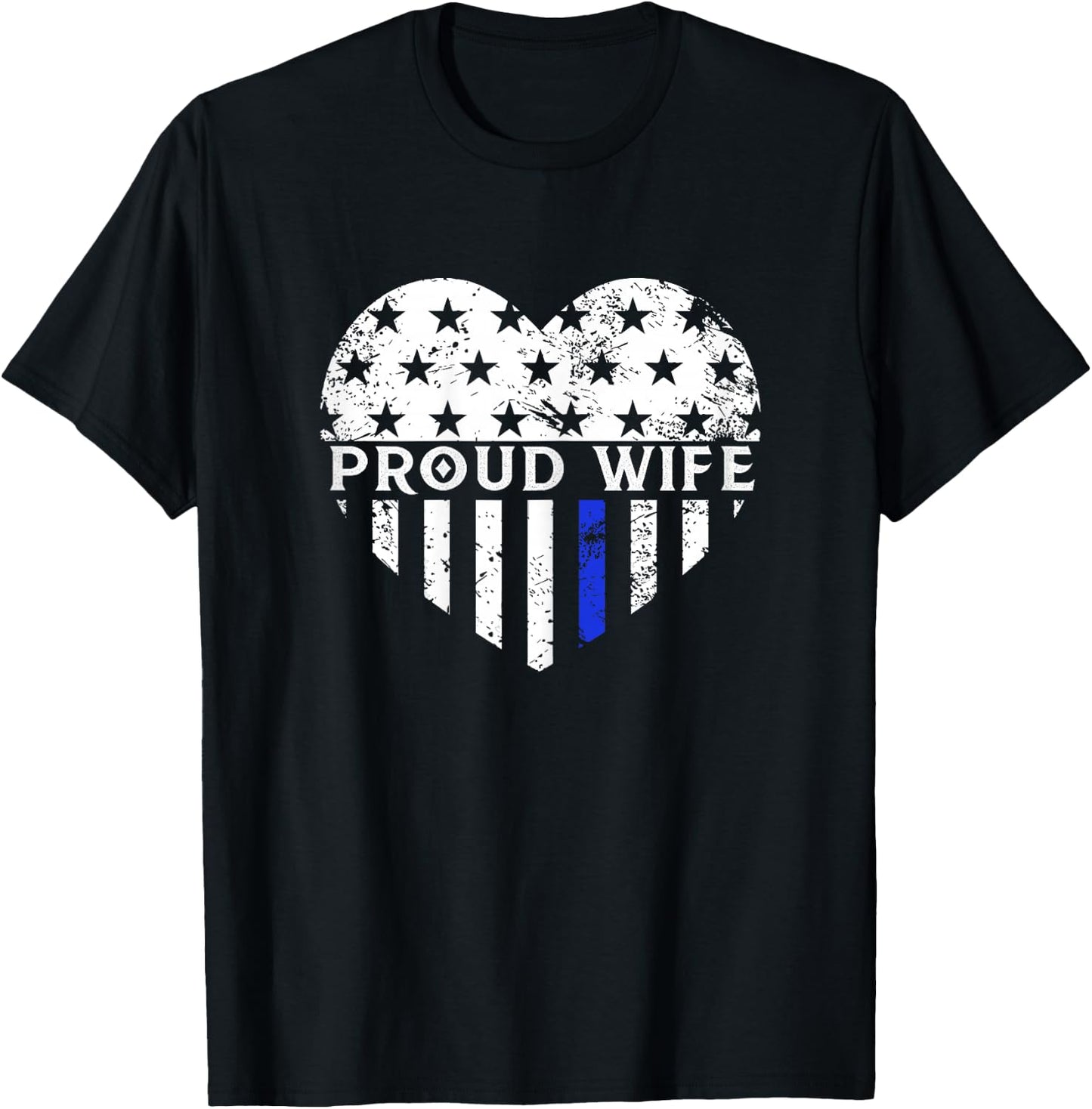 Police Wife Shirt Thin Blue Line Flag Law Enforcement T-Shirt - T-Shirt | Black