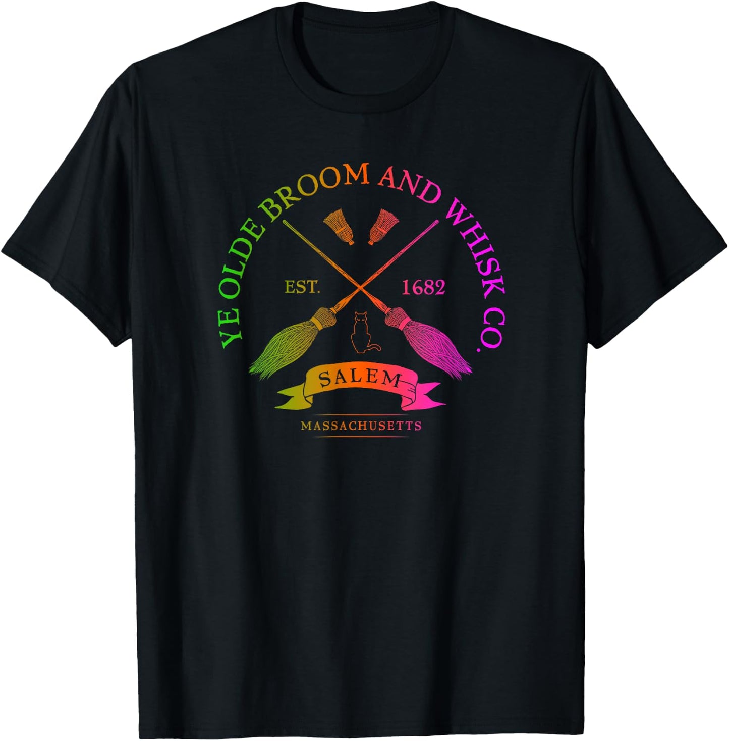 Ye Olde Broom Co - Salem Mass. Est. 1682 Halloween T-Shirt - T-Shirt | Black