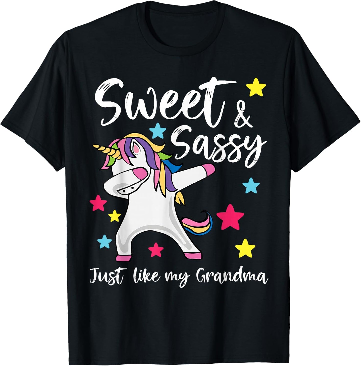 Sassy Like My Grandma Unicorn Matching Nana & Granddaughter T-Shirt - T-Shirt | Black