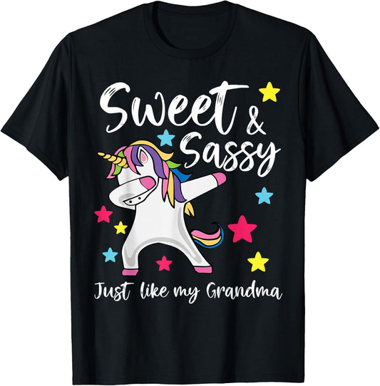 Sassy Like My Grandma Unicorn Matching Nana & Granddaughter T-Shirt - T-Shirt | Black