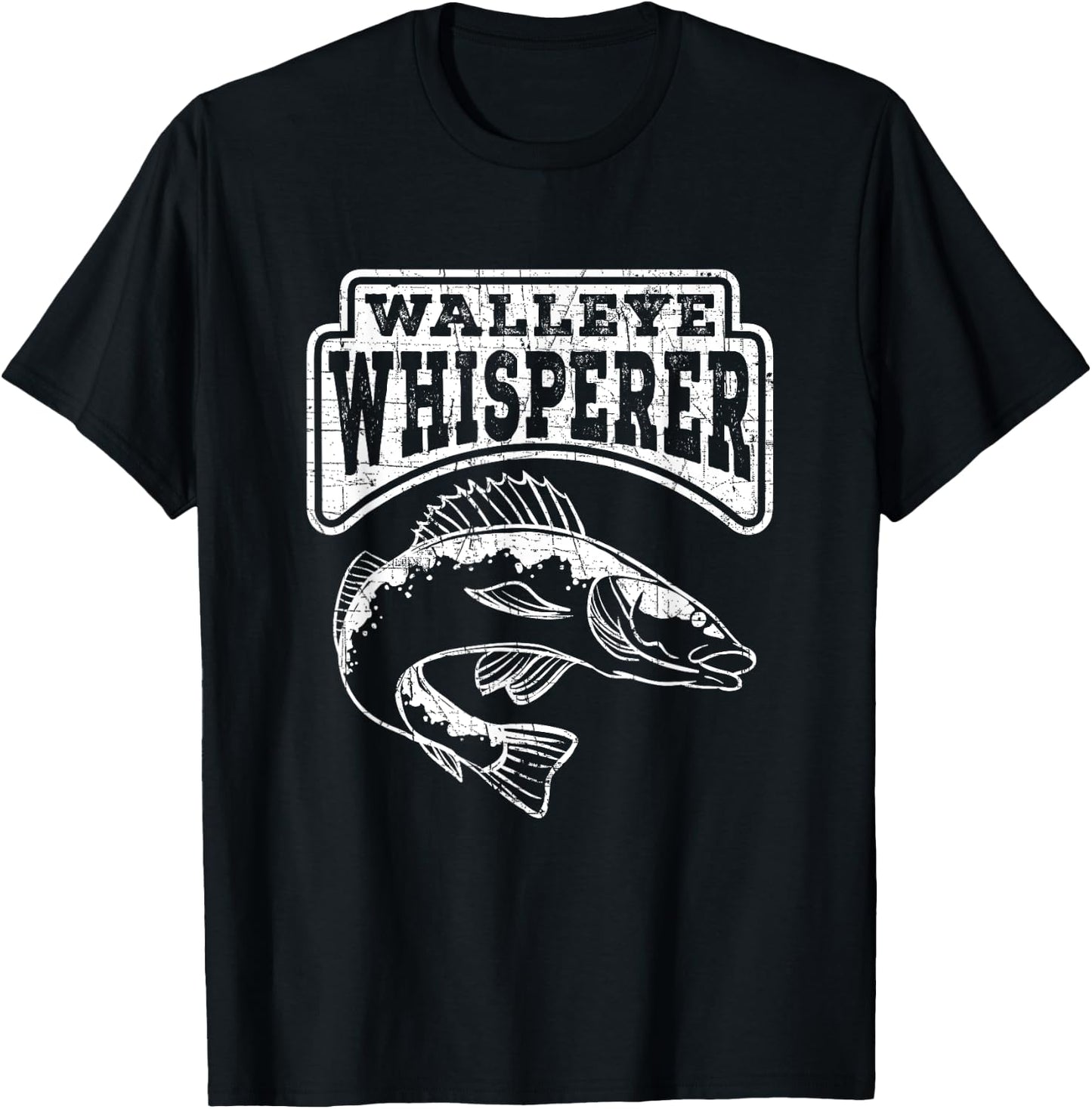 Walleye Whisperer Funny Fishing Quote Camping Fishing T-Shirt - T-Shirt | Black
