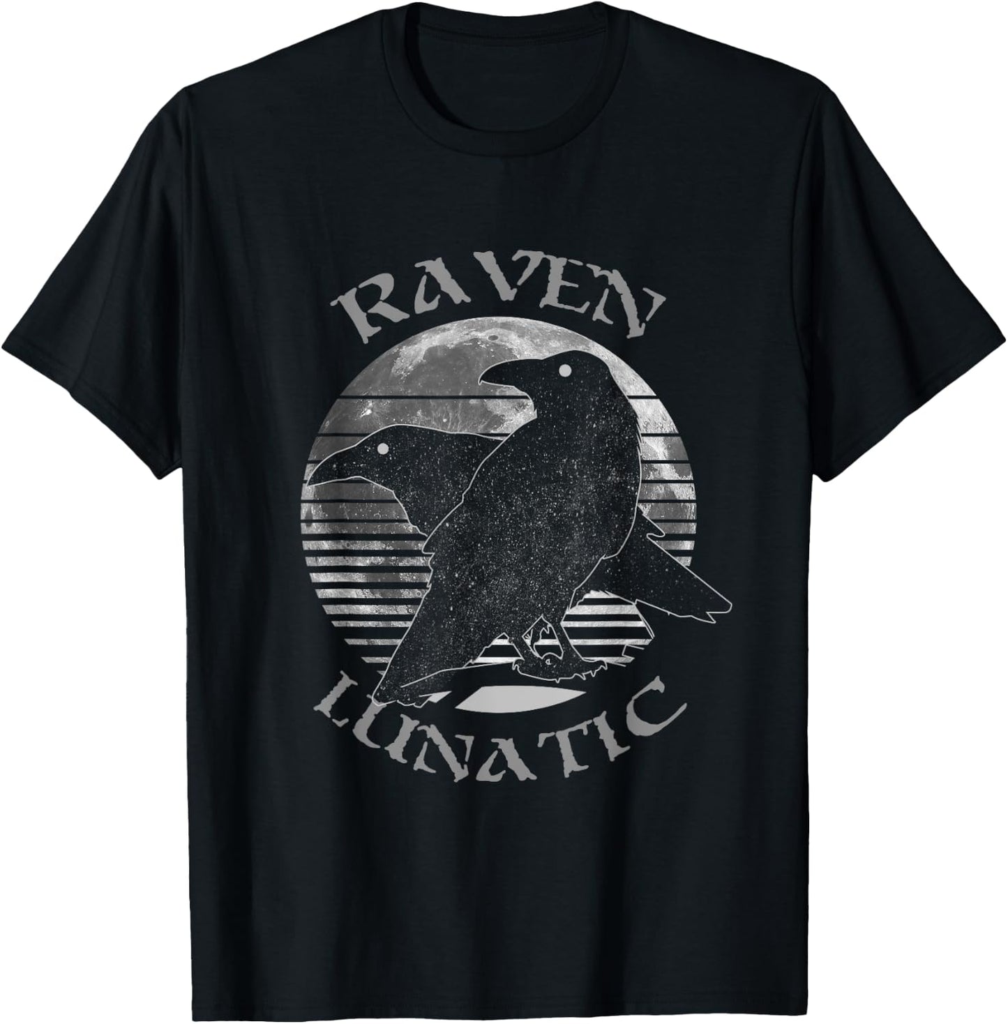 Wiccan Witch Pagan Occult Raven Lunatic Retro Moon T-Shirt - T-Shirt | Black