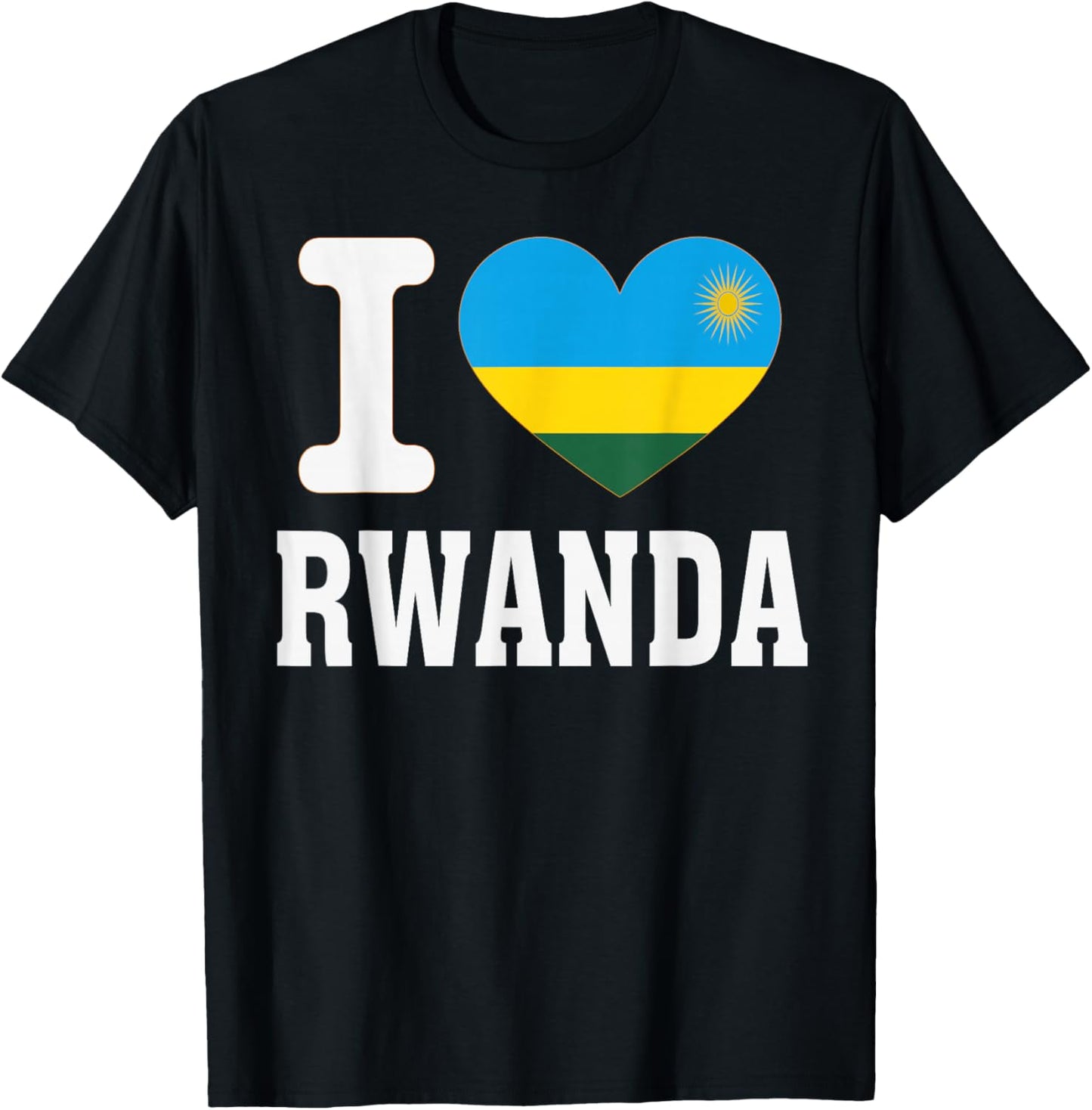 I Love Rwanda Heart Souvenir Lovers Pride Travel T-Shirt - T-Shirt | Black