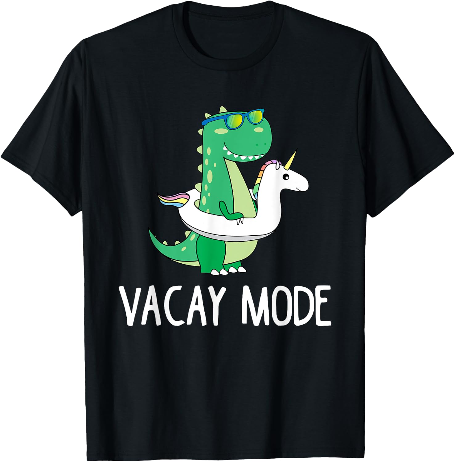 Vacay Mode Cute Dinosaur T Shirt Funny Family Vacation Gift T-Shirt - T-Shirt | Black