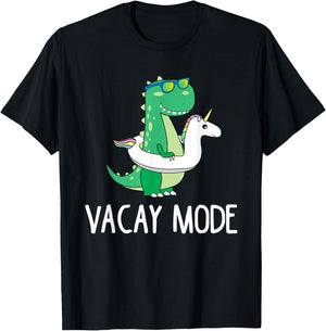 Vacay Mode Cute Dinosaur T Shirt Funny Family Vacation Gift T-Shirt - T-Shirt | Black
