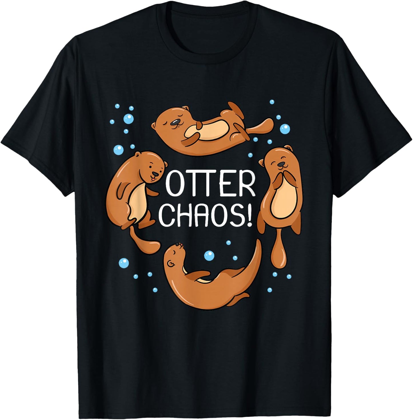 Otter Chaos For Kids Cute Sleeping Pajama T-Shirt - T-Shirt | Black