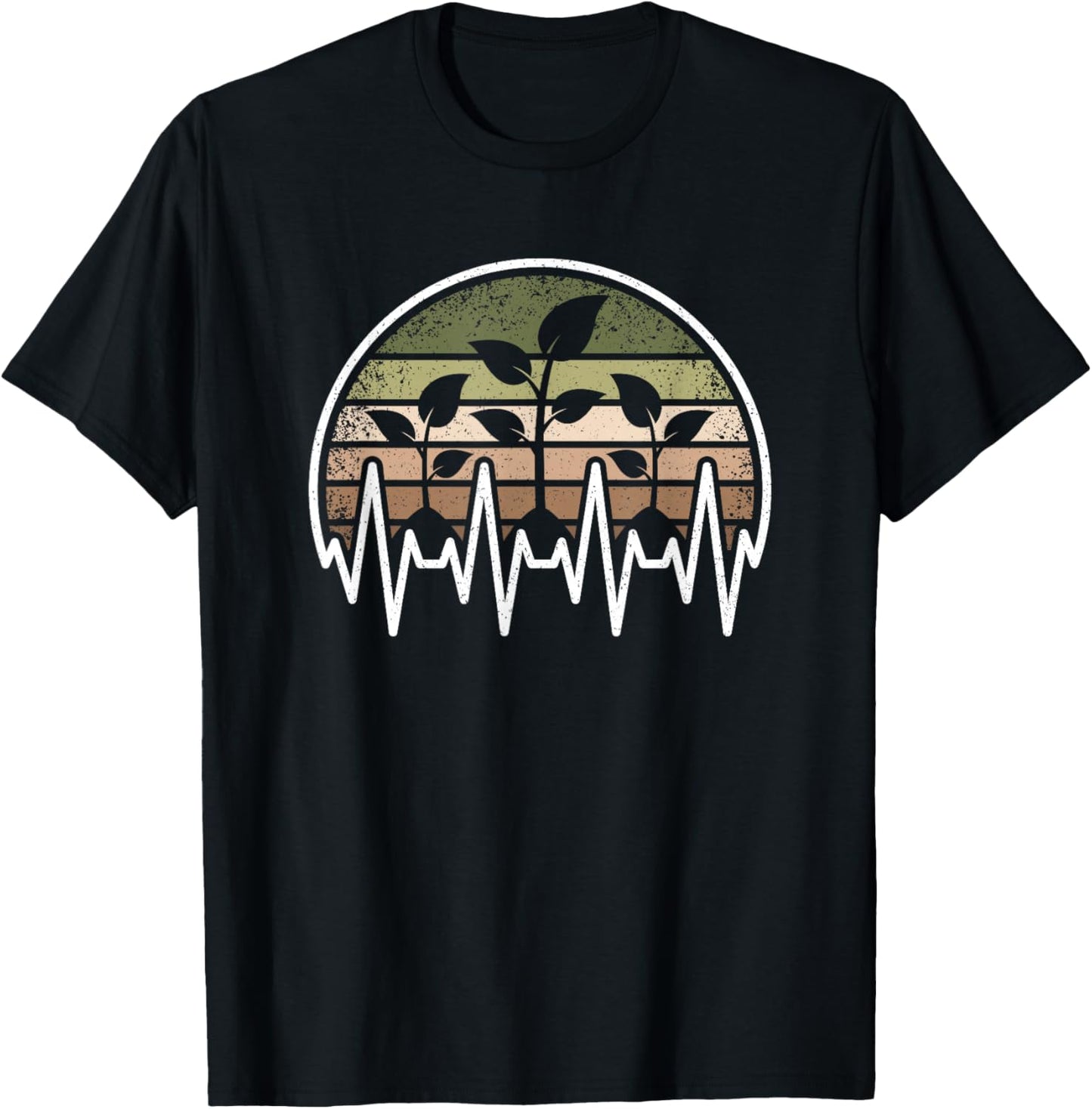 Plants Heartbeat Succulent Vintage Plant Lover Men Women T-Shirt - T-Shirt | Black