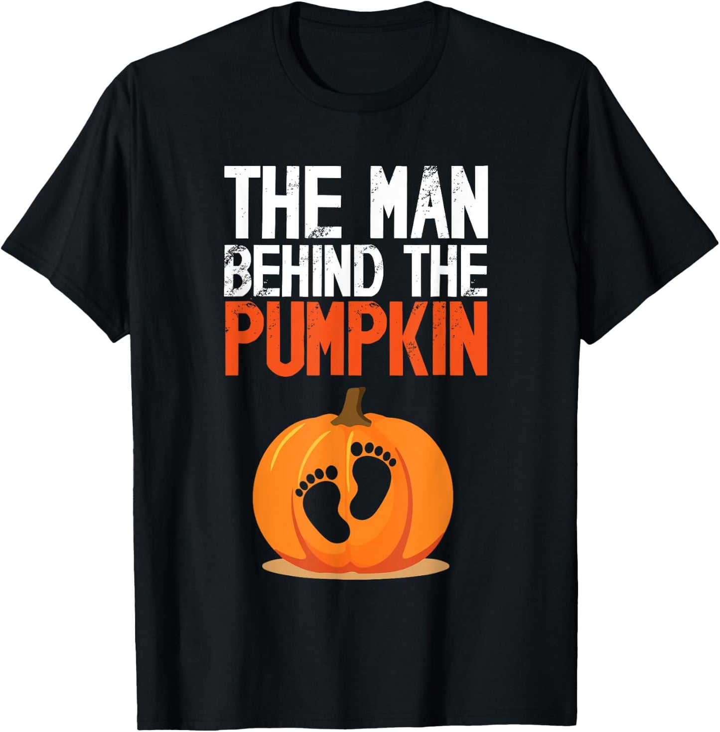 Halloween Man Behind The Pumpkin Cute Pregnancy Announcement T-Shirt - T-Shirt | Black