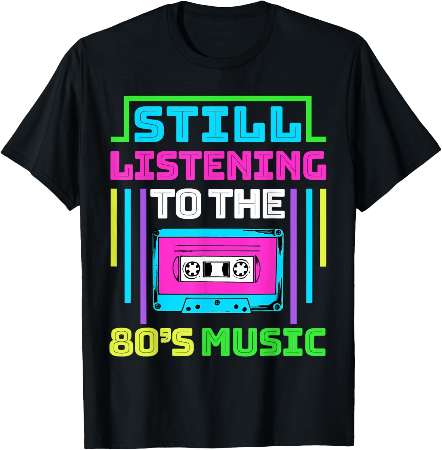 80s Music for a 80s Music Lover T-Shirt - T-Shirt | Black