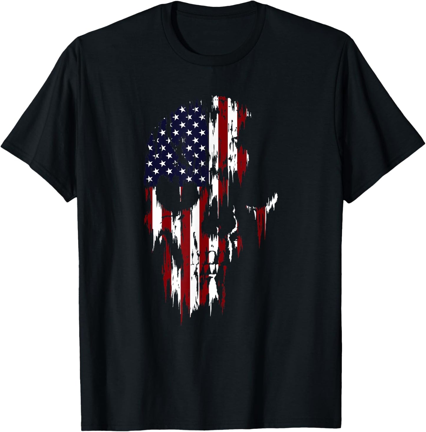 Zombie Patriot US American Flag Skull (Ver. 2) Women Men T-Shirt - T-Shirt | Black